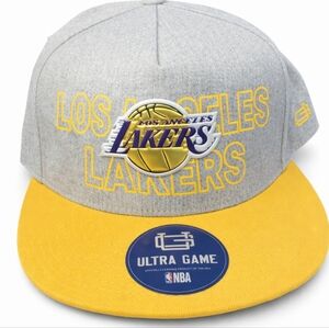 Los Angeles Lakers Snapback Hat | Ultra Game NBA Cap | Gray & Gold | One Size